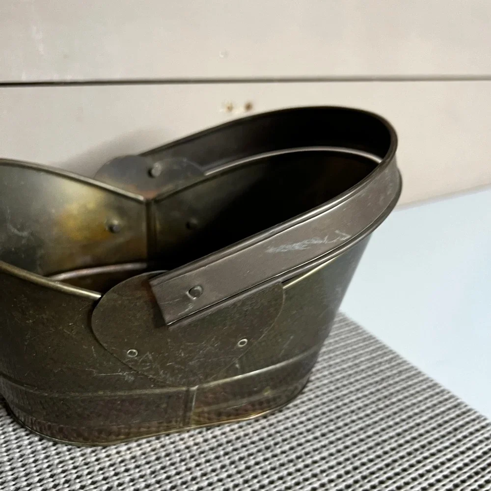 Vintage Brass Coal Hod Scuttle Bucket Heart Handle Decorative Made in India 8in